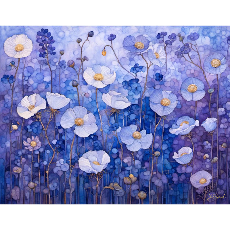 «Midnight Bloomscape», art mural sur toile tendue, H 12 pi x l 16 pi