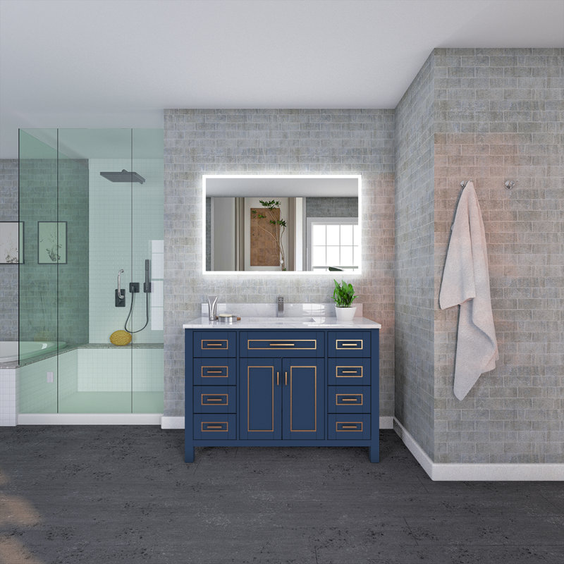 Miroir de salle de bain mural à DEL avec lumières rétroéclairées et antibuée, 30 po x 42 po