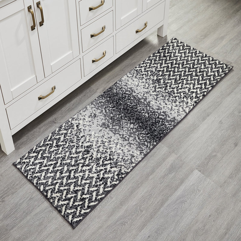 Tapis de cuisine / de salle de bain avec envers antidérapant Annaruth Collection, Gris, Rectangle 24 po x 40 po