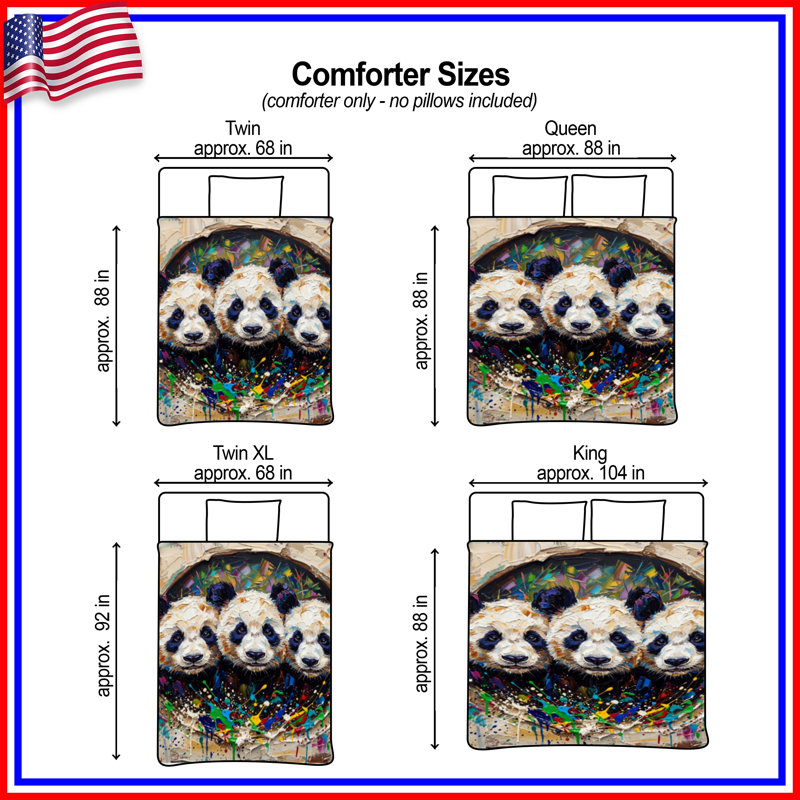 Édredon Three Panda Portrait, Twin Extra Long