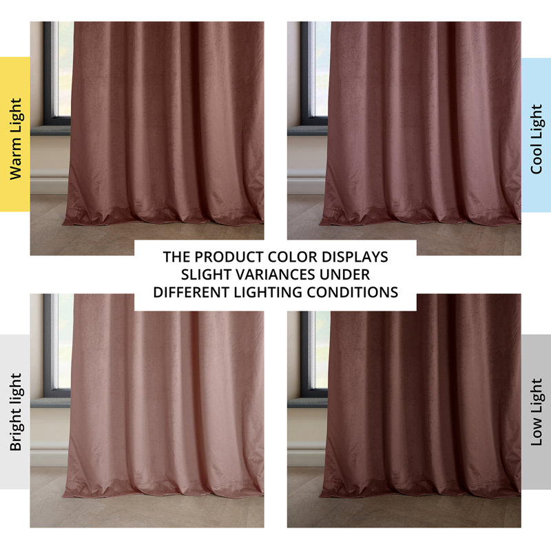Loria Plush Velvet 100% Blackout Curtains For Bedroom, Living Room - Single Panel, 50" W x 108" L, Plum Blossom