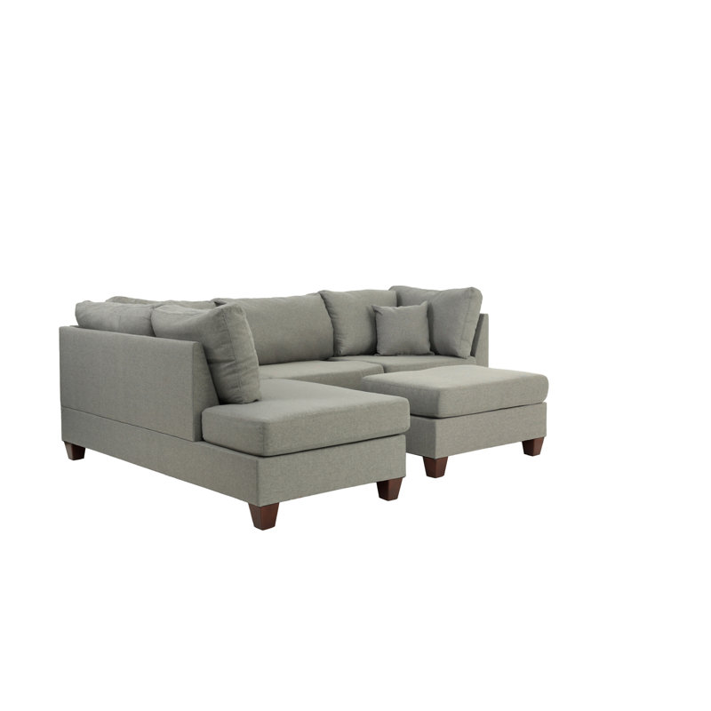 3-PC SECTIONAL In Gray, Gray Fabric