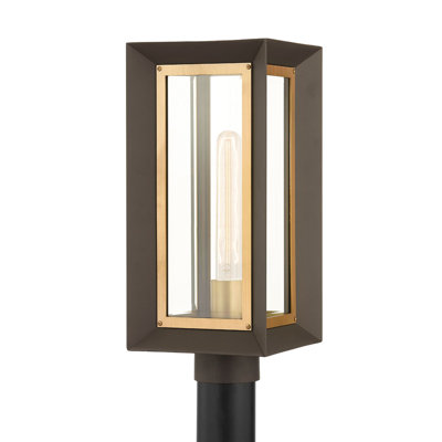 Tête de lanterne câblée en bronze à 1 lumière H 17 po