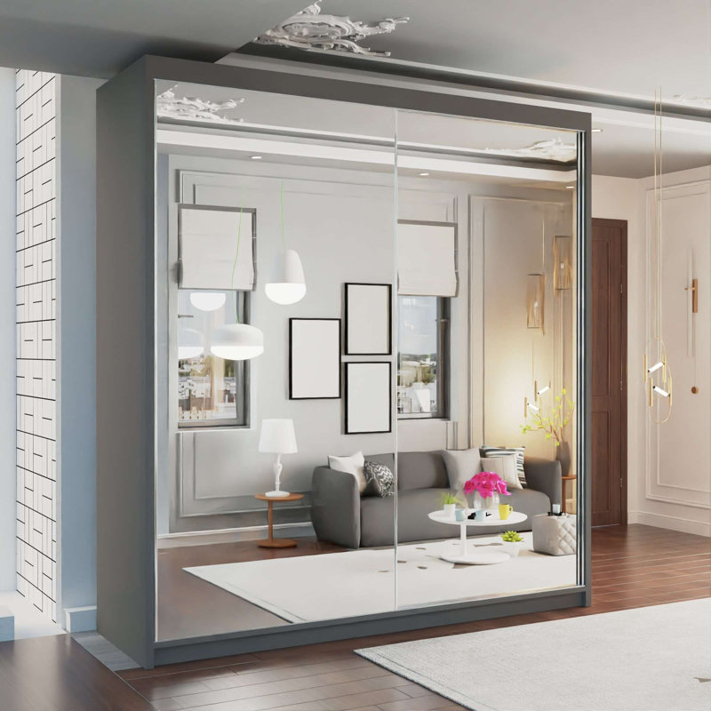 Bortola 2 Door Laminate Wardrobe, Gray