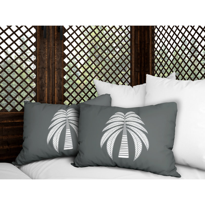 Polyester / Mélange de polyester Housse de coussin rectangulaire intérieure / extérieure lombaire et insert, Gris