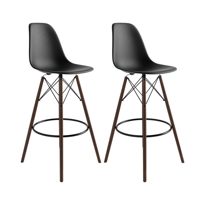 Tabouret de bar et de comptoir Jordan, Noir/noyer, Tabouret de bar (siège d’une hauteur de 29,5 po