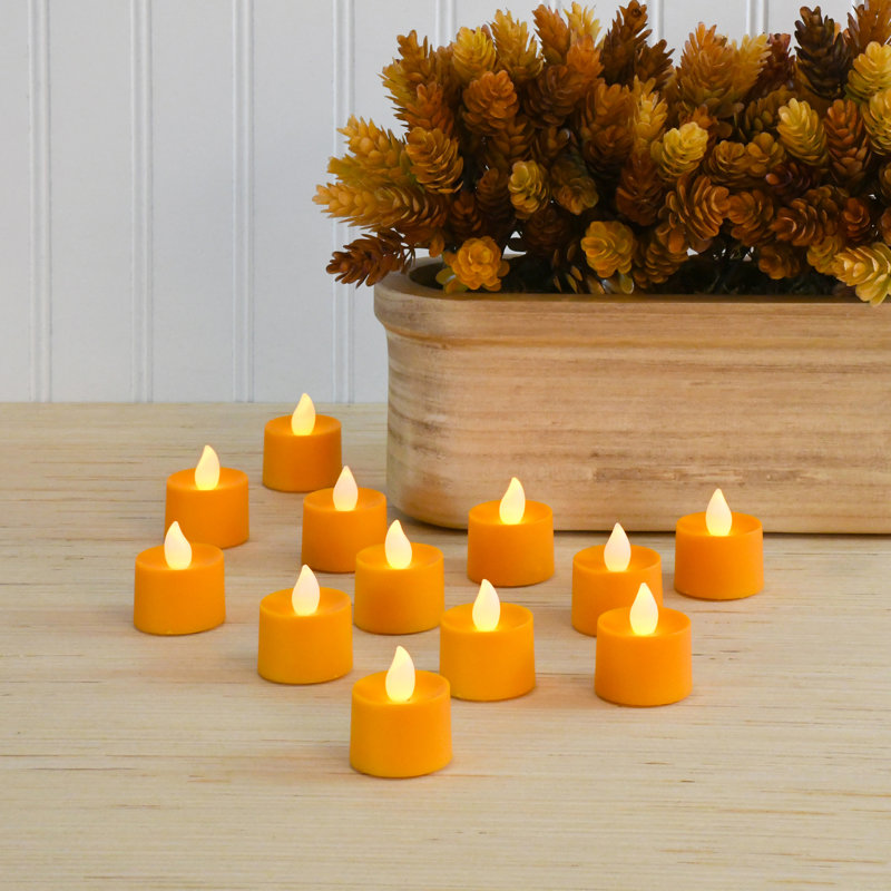 Bougies chauffe-plat à piles - 12 pièces, Orange