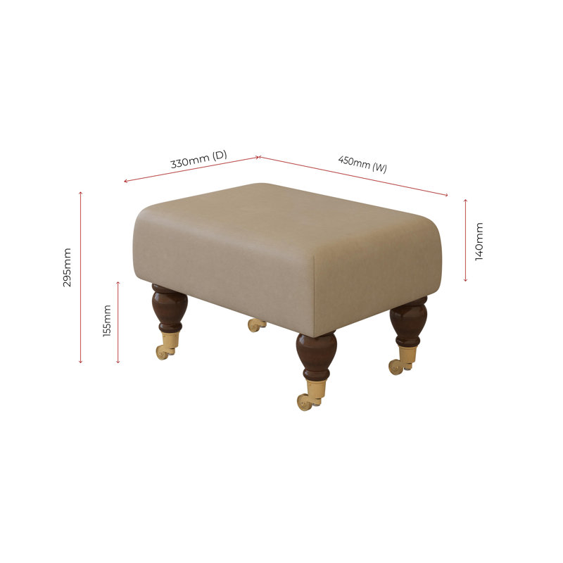 Acierno Mahogany Wood Caster Leg - Faux Leather, Flake Grey, Brown