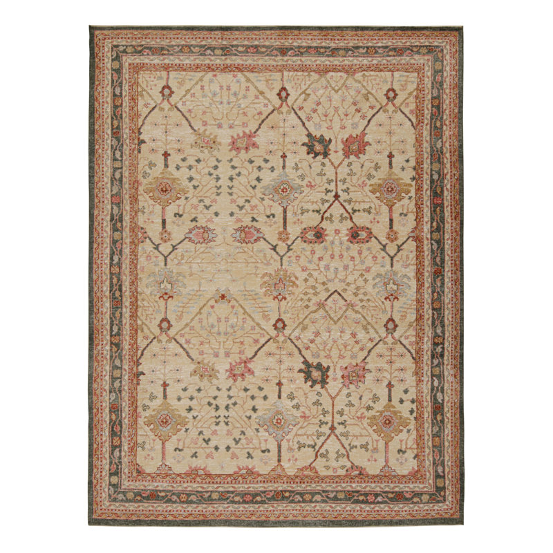 Oushak Hand Knotted Geometric Area Rug, Rectangle 5' x 7'