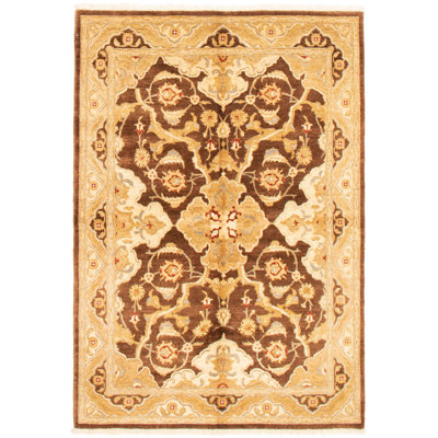 Tapis brun foncé Ajeenah Peshawar Oushak 6 pi 0 po x 8 pi 9 po