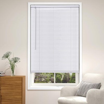  1" Light Filtering Vinyl Mini Blinds, White, 26.5"W x 72"H, Horizontal Window Blinds for Home, Cordless Shades for Indoor Windows