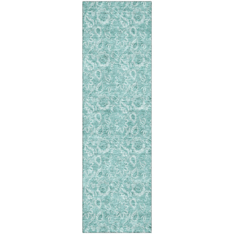 Premium Machine Washable Prisco Teal Rug