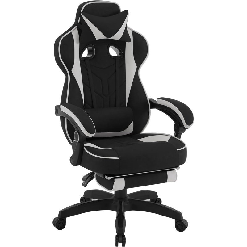 Inbox Zero Adjustable Headrest and Reclining PC & Racing Game Chair in Black