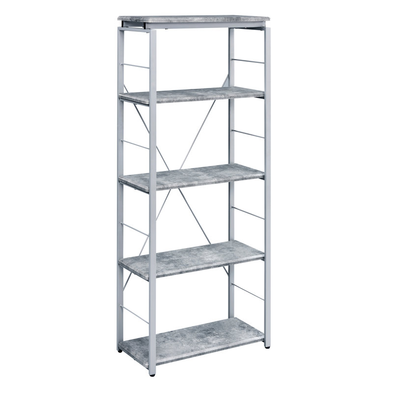 Bibliothèque grise et argentée à 4 tablettes - Polyvalente pour les fournitures de bureau et de travail