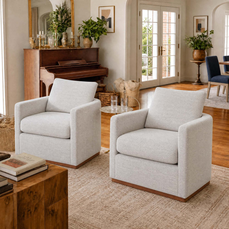 Ensemble de 2 fauteuils Bobbi, Polyester ivoire Prestige