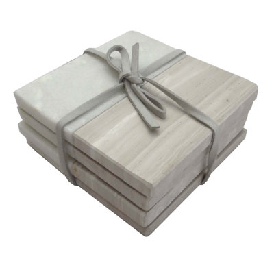 Wood Effect Square Marble Coasters