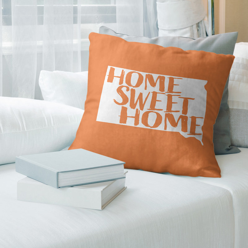 Cotton Blend Reversible Throw Pillow, 26" x 26", Orange, South Dakota