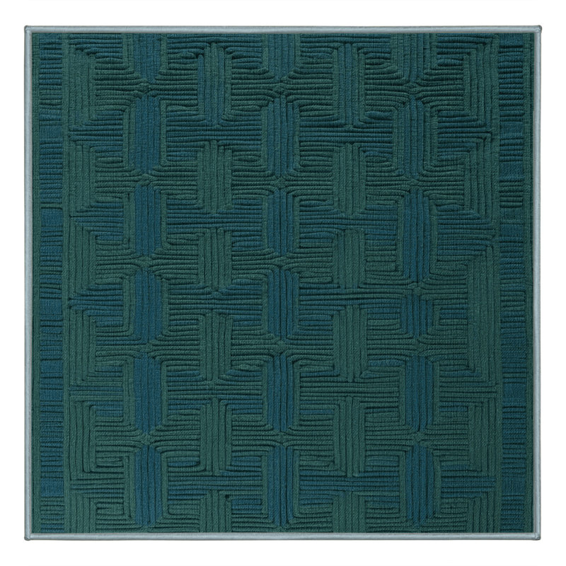 Machine Washable Trellis Blue Area Rug, Square 6'