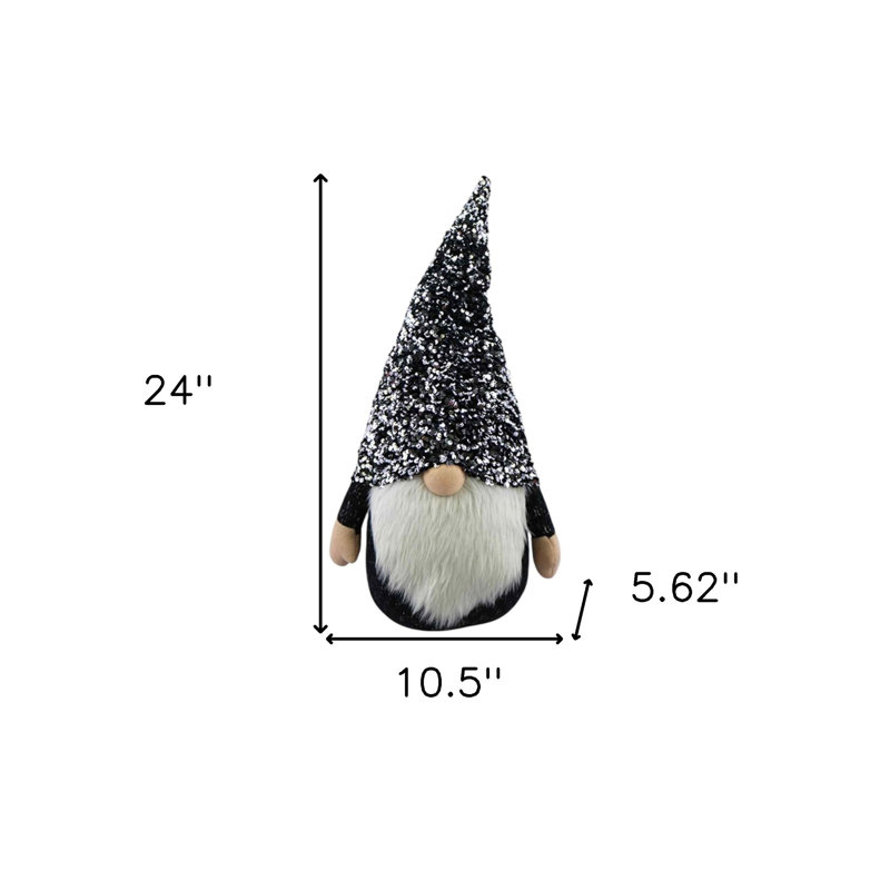 Gnome scintillant noir et blanc 24 po