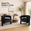 Ensemble de 2 fauteuils d'appoint modernes en velours, assise large de 67 cm, style club, avec structure en métal, noir