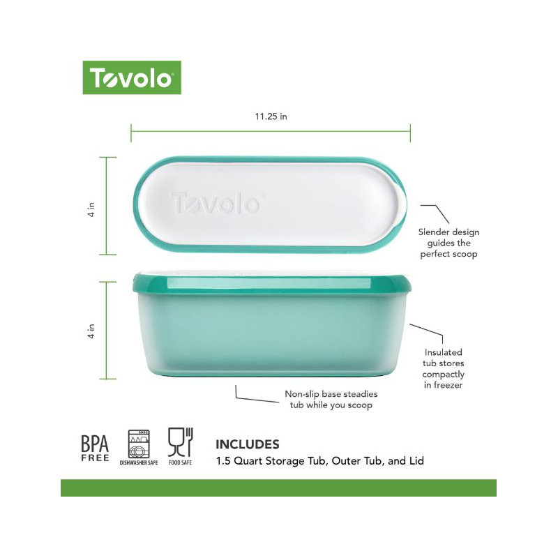 Tovolo Glide-A-Scoop Ice Cream Tub 1.5 QT Marine Blue, Tropical Breeze