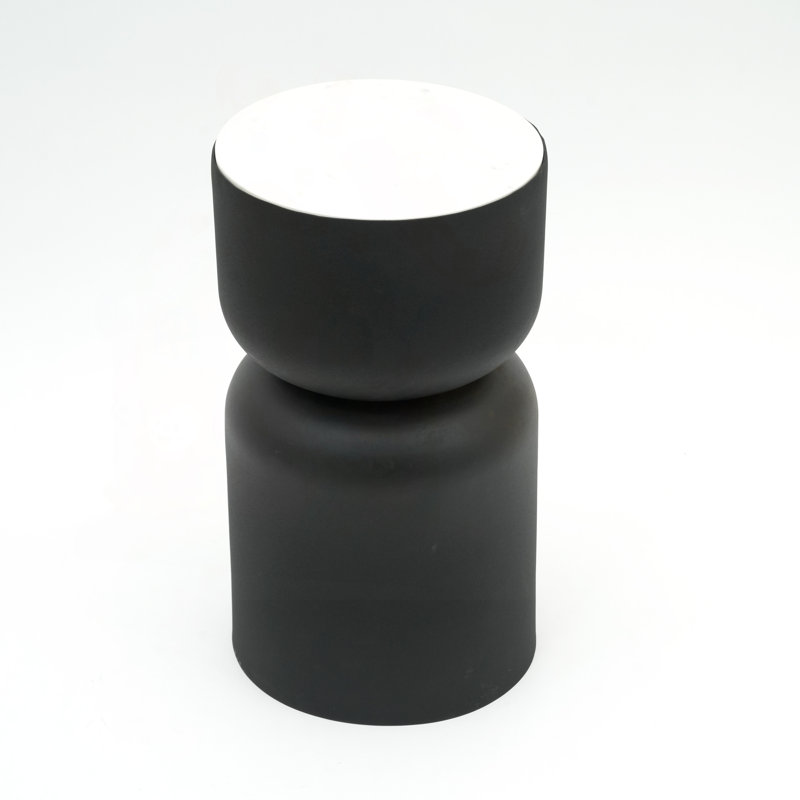 Drum End Table with White Marble Top