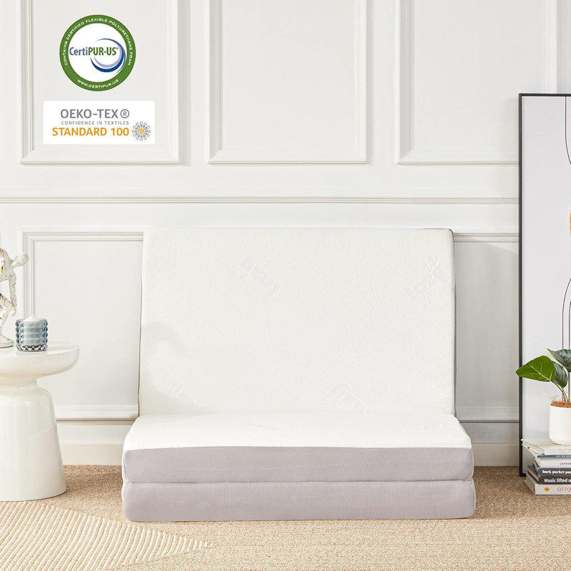Folding Mattress, 4 Inch Memory Foam Tri-Fold Mattress With Breathable & Washable Rayon From Bamboo Fiber Fabric Cover, Foldable Floor Mattress Guest Bed For Camping, Road Trip