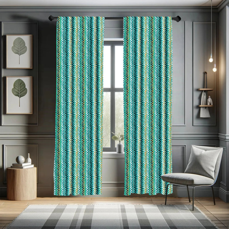 Geometric Semi-Sheer Rod Pocket Curtain Panels, 28" x 63"