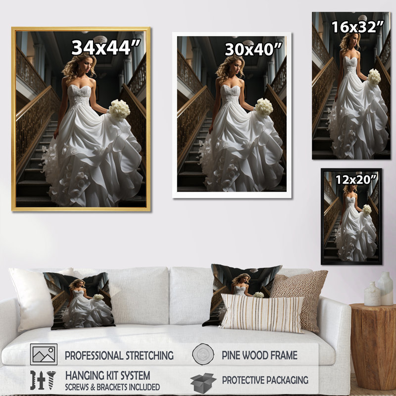 " Wedding Bride Elegance ", 32" H x 24" W x 1" D, Natural Floater Framed
