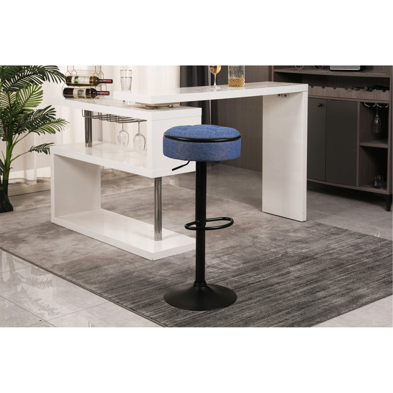 Round Storage Bar Stool Set Of 2, Blue