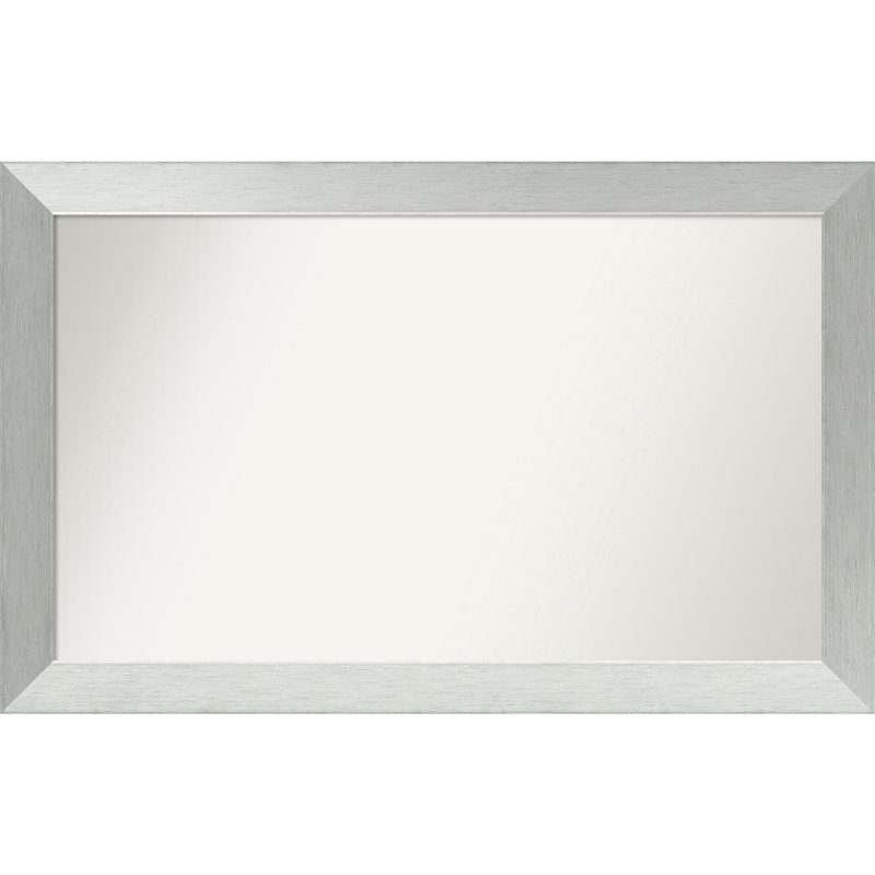 Miroir de salle de bain mural en argent brossé sans cadre, Rectangle, 24 po x 38 po