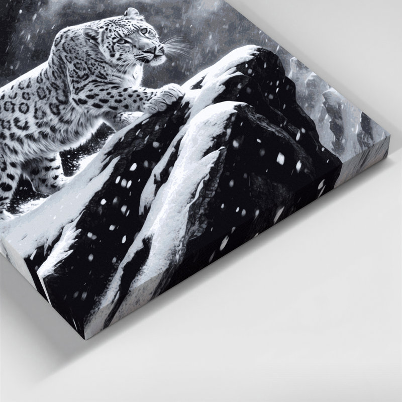 Wildlife Snow Leopard Gray Canvas Wall Art