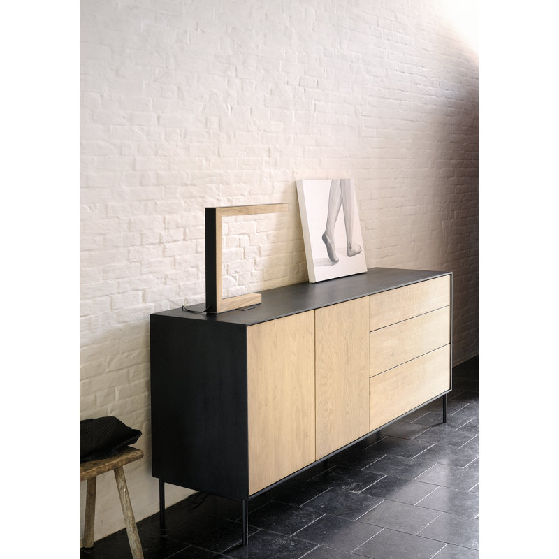 Whitebird 70.9'' W Solid Wood Sideboard, Black/Natural Oak