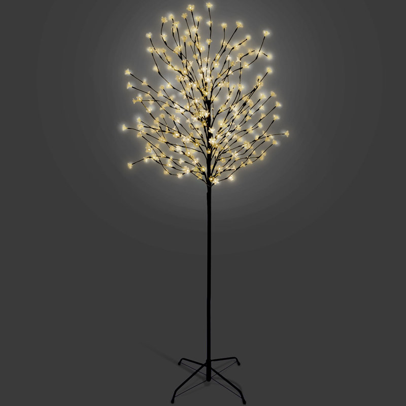 NETTA Cherry Blossom Tree with Built-In LEDs, Cool White, 210cm x 50cm x 50cm