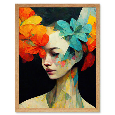 Floral Feminine Portrait Abstract Style - Print