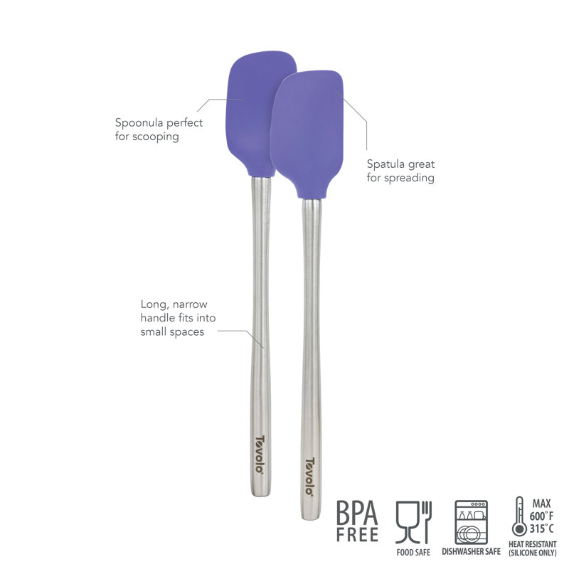 Flex-Core® 2 Piece Stainless Steel Handled Mini Spatula & Spoonula Set
