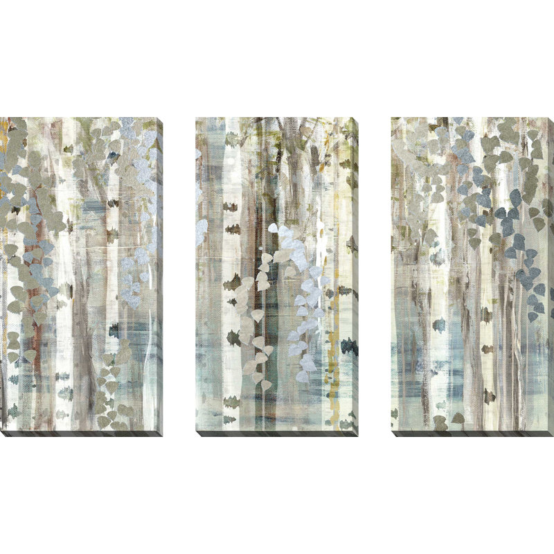 "Birch Wood Meadow", ensemble de 3 impressions sur toile