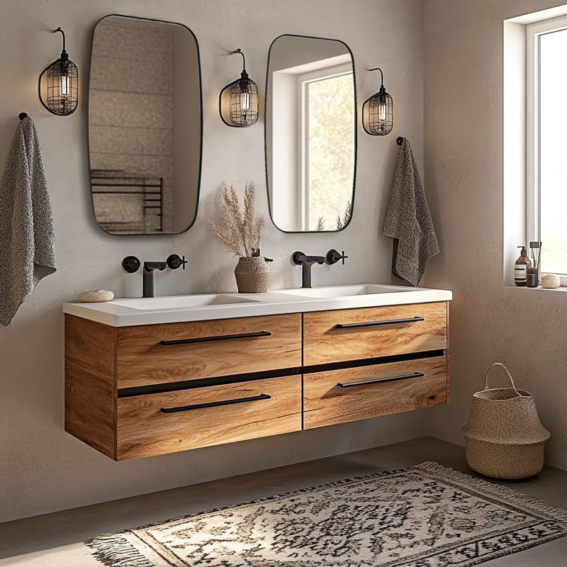 Miroir de salle de bain ovale moderne | Cadre en acier inoxydable, 40 po x 24 po, Noir mat