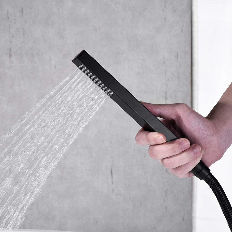 Robinet de baignoire noir mat avec robinet de cascade et douche à main réglable