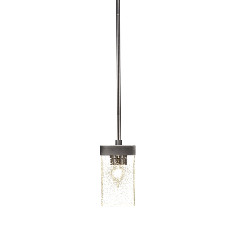 Mini-luminaire suspendu suspendu Karson avec verre carré transparent de 4 po, Graphite