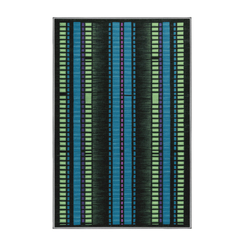 Washable Digital Equalizer Graphics Music Area Rug, Rectangle 5' x 7'