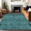 Tapis bleu sarcelle lavable à la machine Premium Prisco