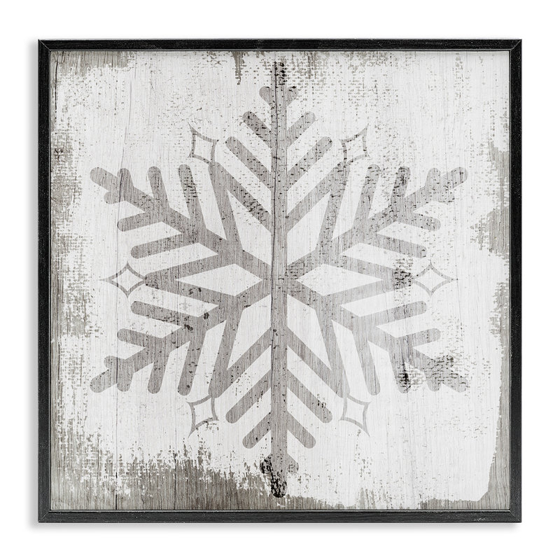 Forme de flocon de neige hiver nature at-251, H 12 po x l 12 po x P 1,5 po, Giclée encadrée noir minuit