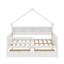 Lits plateforme en bois pleine grandeur avec DEL, tablettes de rangement, tiroirs et garde-corps-114355264
