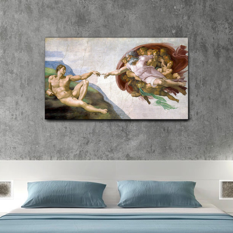 La Creazione Di Adamo by Michelangelo - No Frame Painting, 75cm H x 135cm W