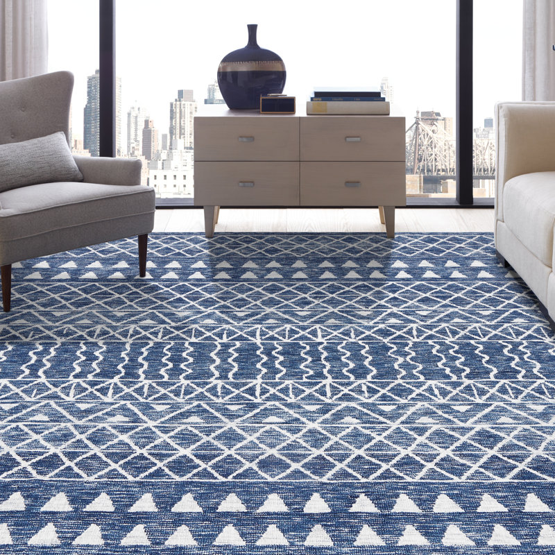 Blue Area Rug, Rectangle 5'6" x 8'6", Denim