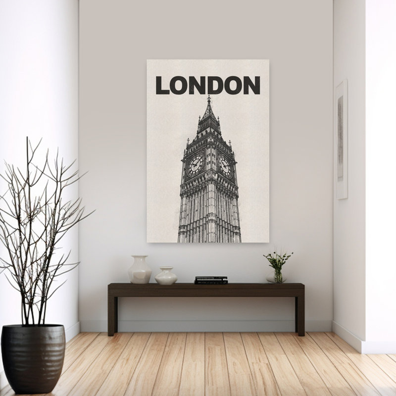 Iconic London Tower Retro Vintage Abstract Architecture City, impression d'art mural, 60" H x 40" W