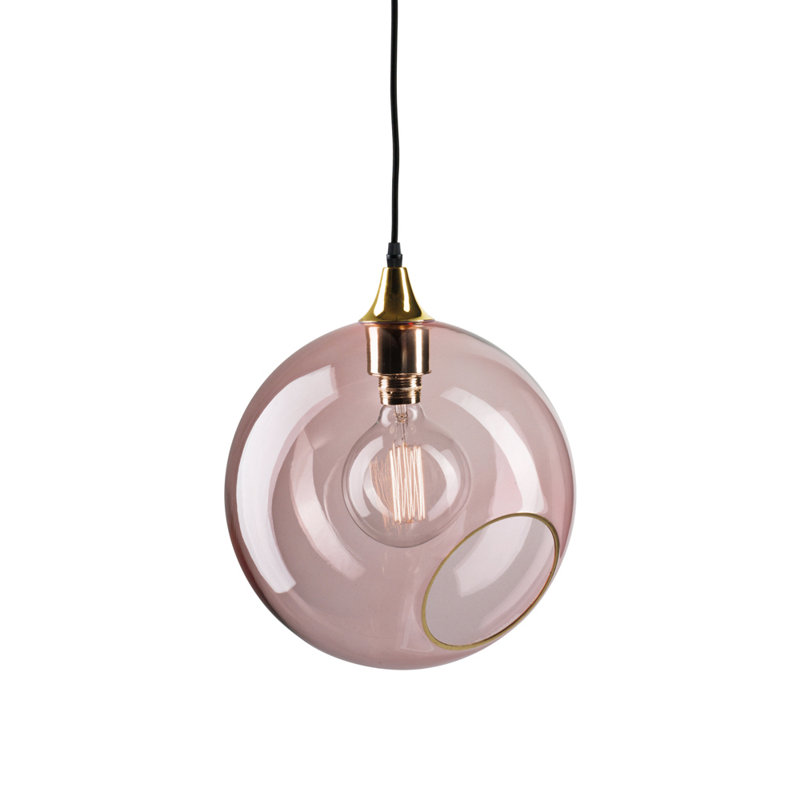 Luminaire suspendu sphère 1 lumière Ballroom, Rose, H 15 po x l 13 po x P 13 po