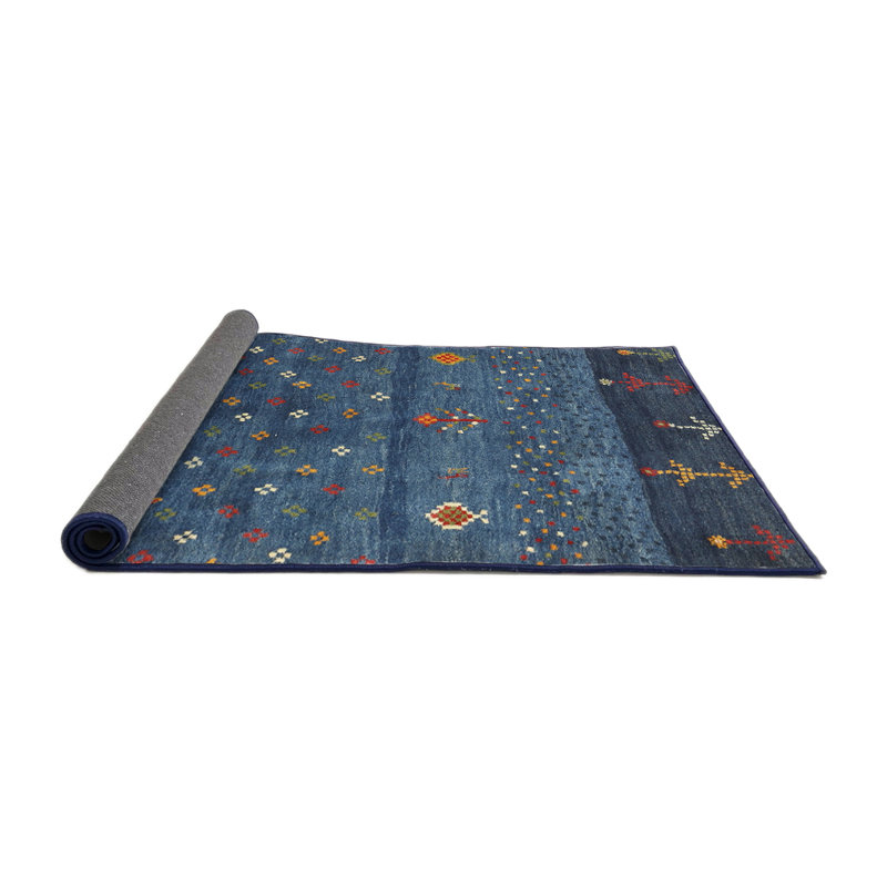Tapis contemporain gris foncé / bleu marine Whitingham, Rond 4 pi