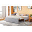 Lit de jour simple tapissier en L rembourré en forme de L avec lit gigogne-389493746